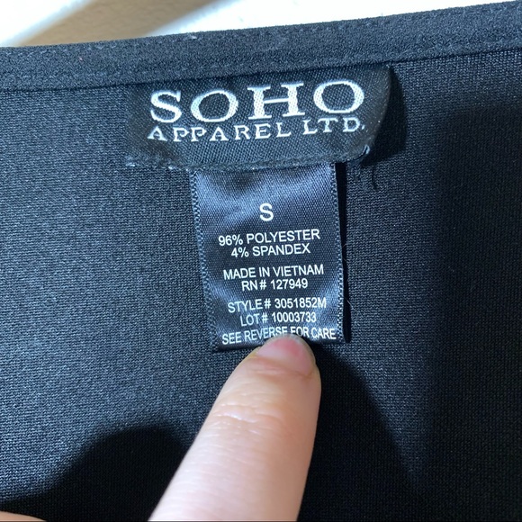 Soho black high low blazer zipper pockets lapel open sz Sm 3/4 sleeve work - Picture 4 of 7